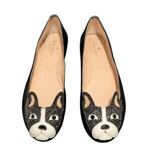 Kate Spade Women’s 8M Black White French Bulldog Boston Terrier Ballet Flats